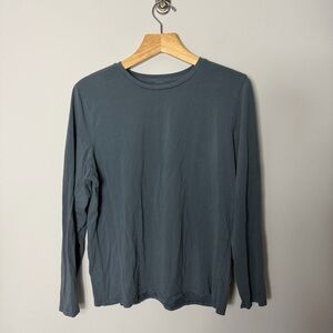 Lululemon Organic Cotton Long Sleeve Crewneck Tee Shirt Blue 903